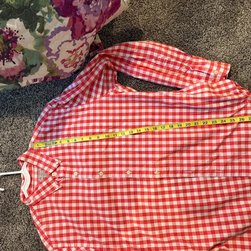 J. Crew Red and White Checkered Men's Shirt
